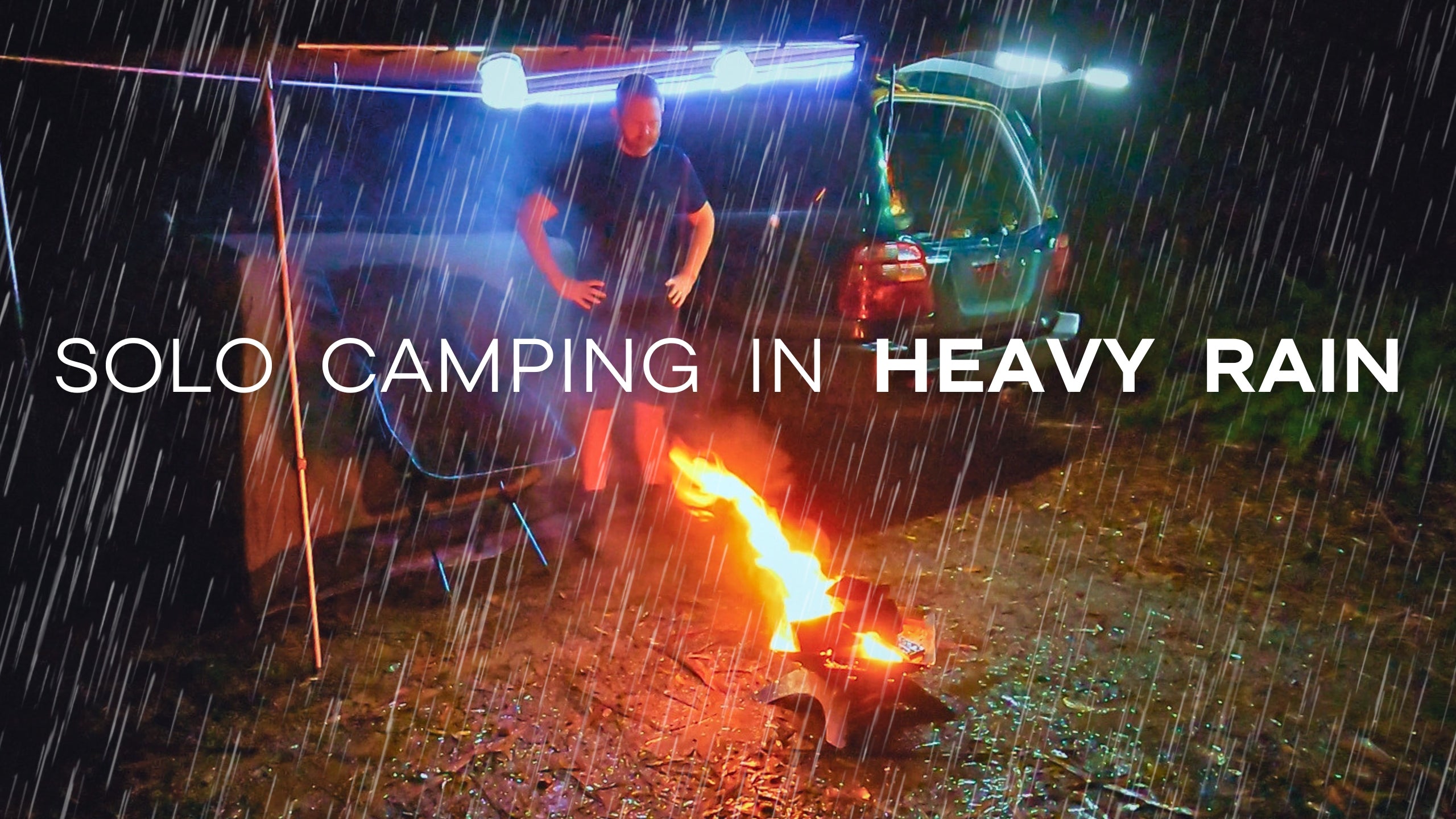 Load video: SOLO CAMPING in RAIN STORM ASMR [ Car Camping Australia ]