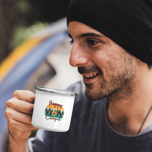 best camping mug happy camper enamel mug