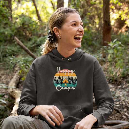 overland clothing hoodie happy camper happy woman