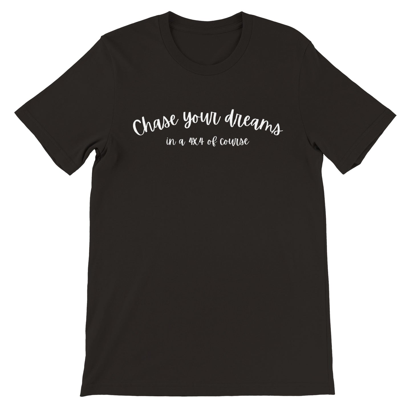 overland clothing tshirt chase your dreams in a 4x4 of course mockup black