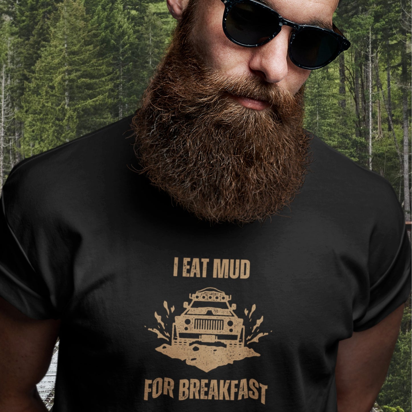 overland clothing tshirt i eat mud for breakfast man with a long beard