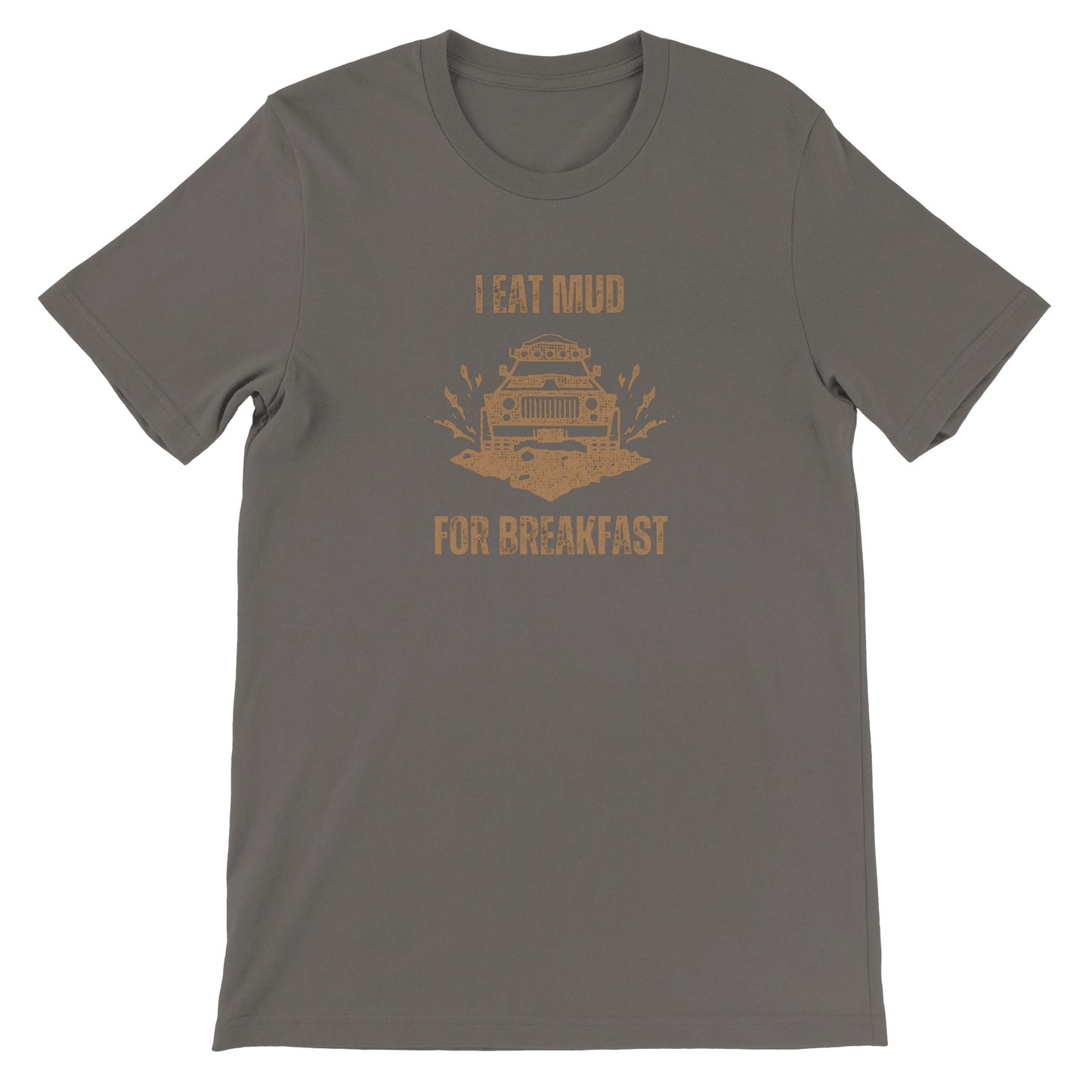 overland clothing tshirt i eat mud for breakfast mockup gray