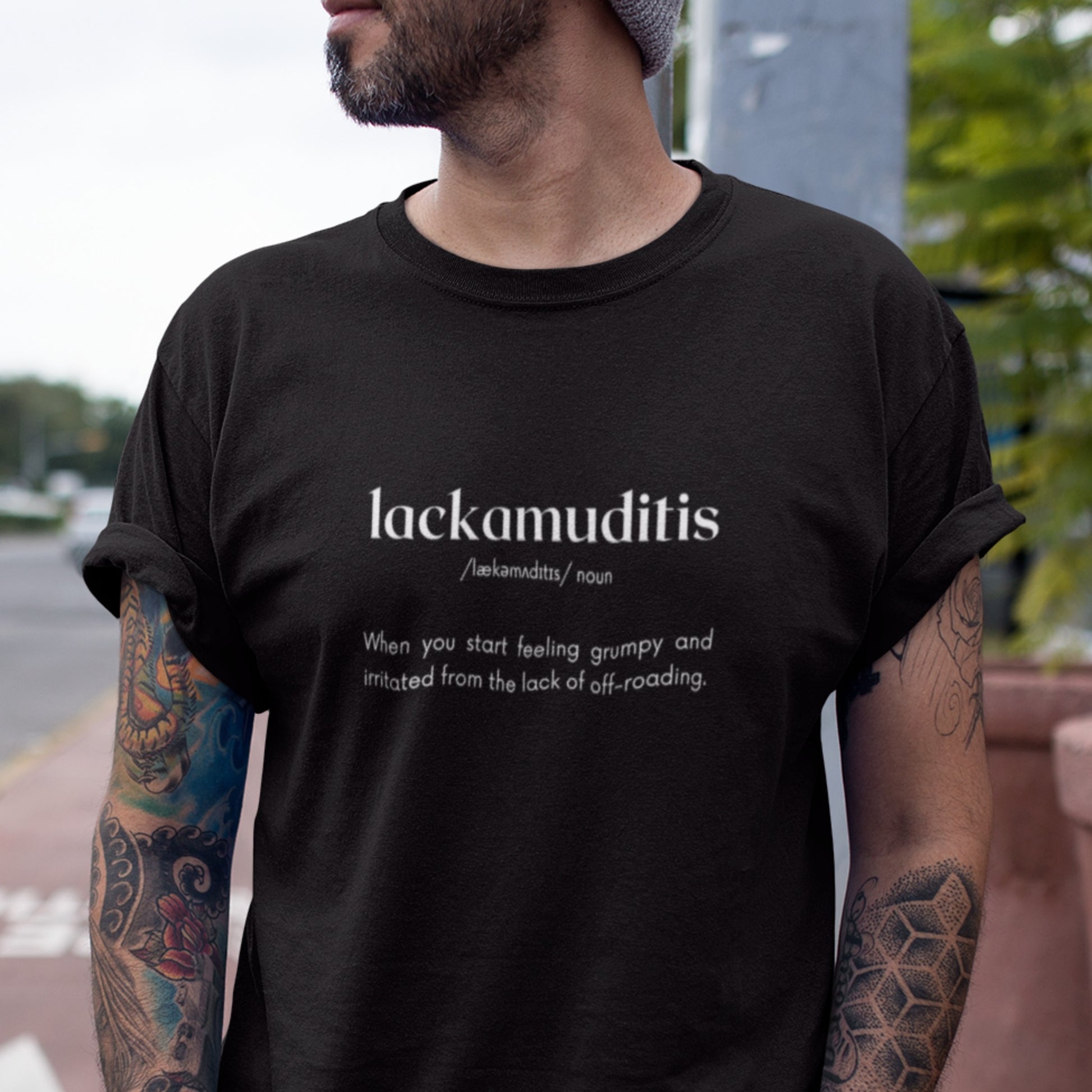 overland clothing tshirt lackamuditis man downtown