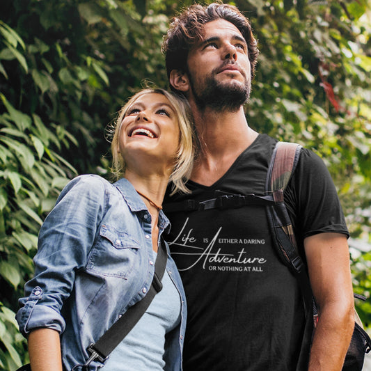 overland clothing tshirt life is either a daring adventure or nothing at all man and woman