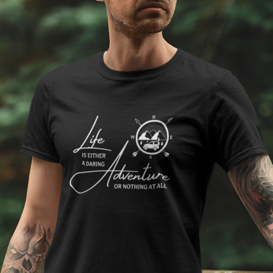 overland clothing tshirt life is either a daring adventure or nothing at all man