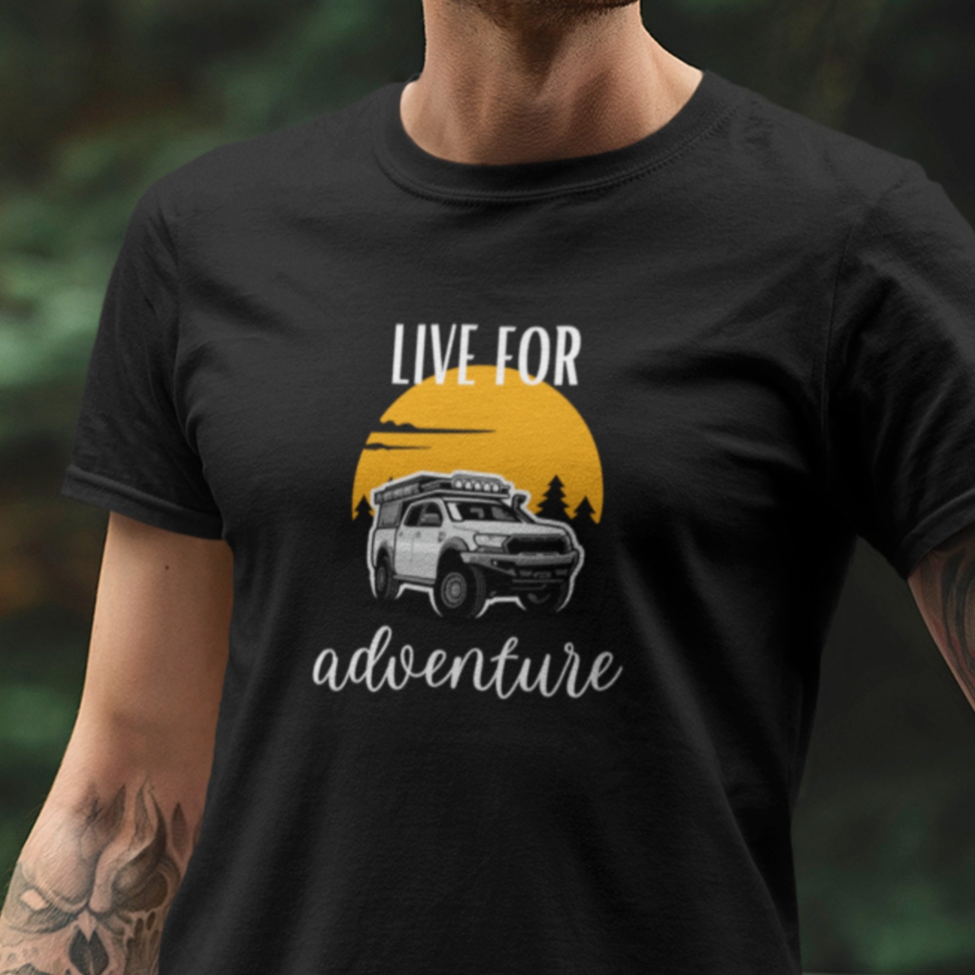 overland clothing tshirt live for adventure man in forest