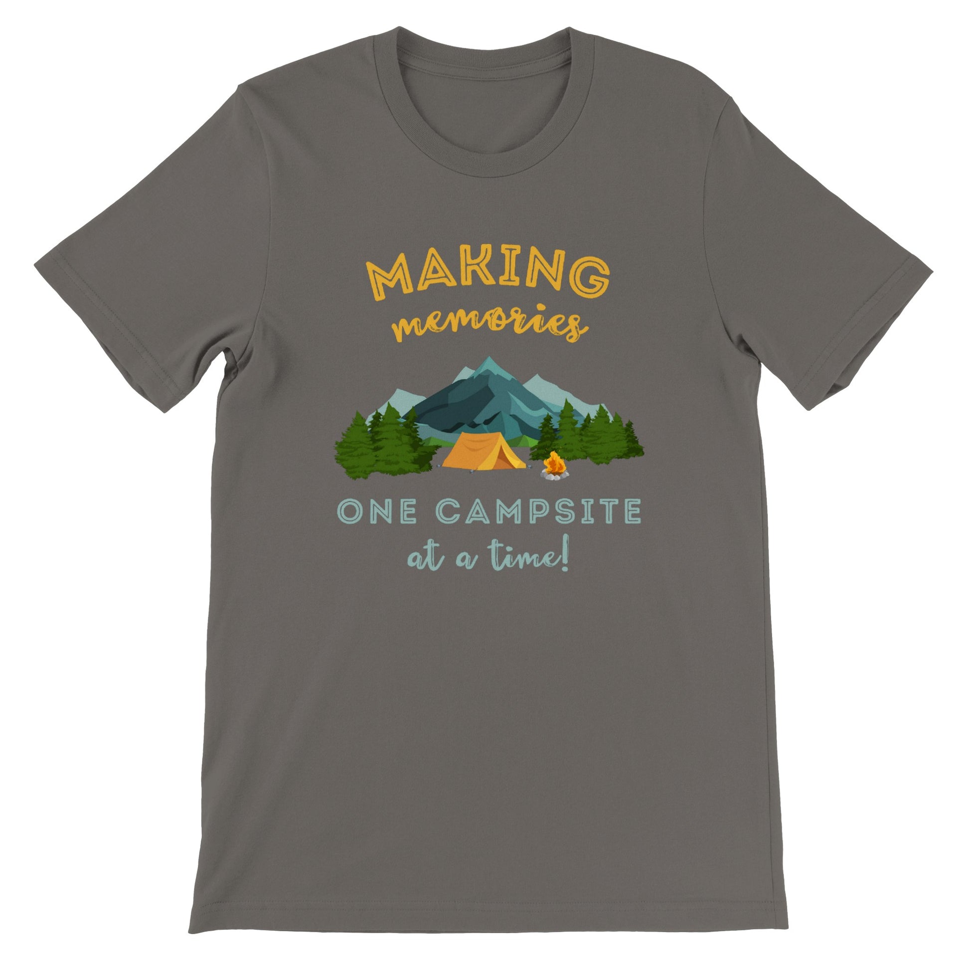 overland clothing tshirt making memories one campsite at a time mockup gray