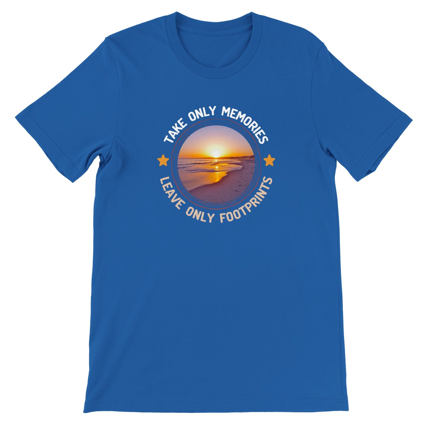 overland clothing tshirt take only memories leave only footprints mockup blue