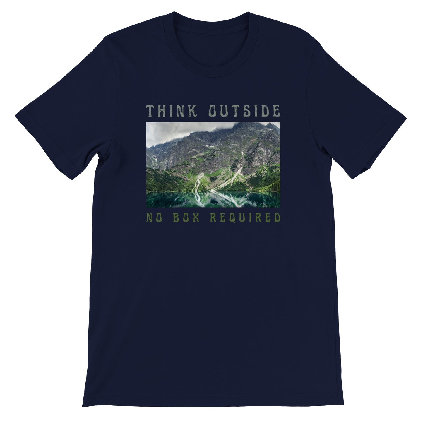 overland clothing tshirt think outside no box required mockup navy