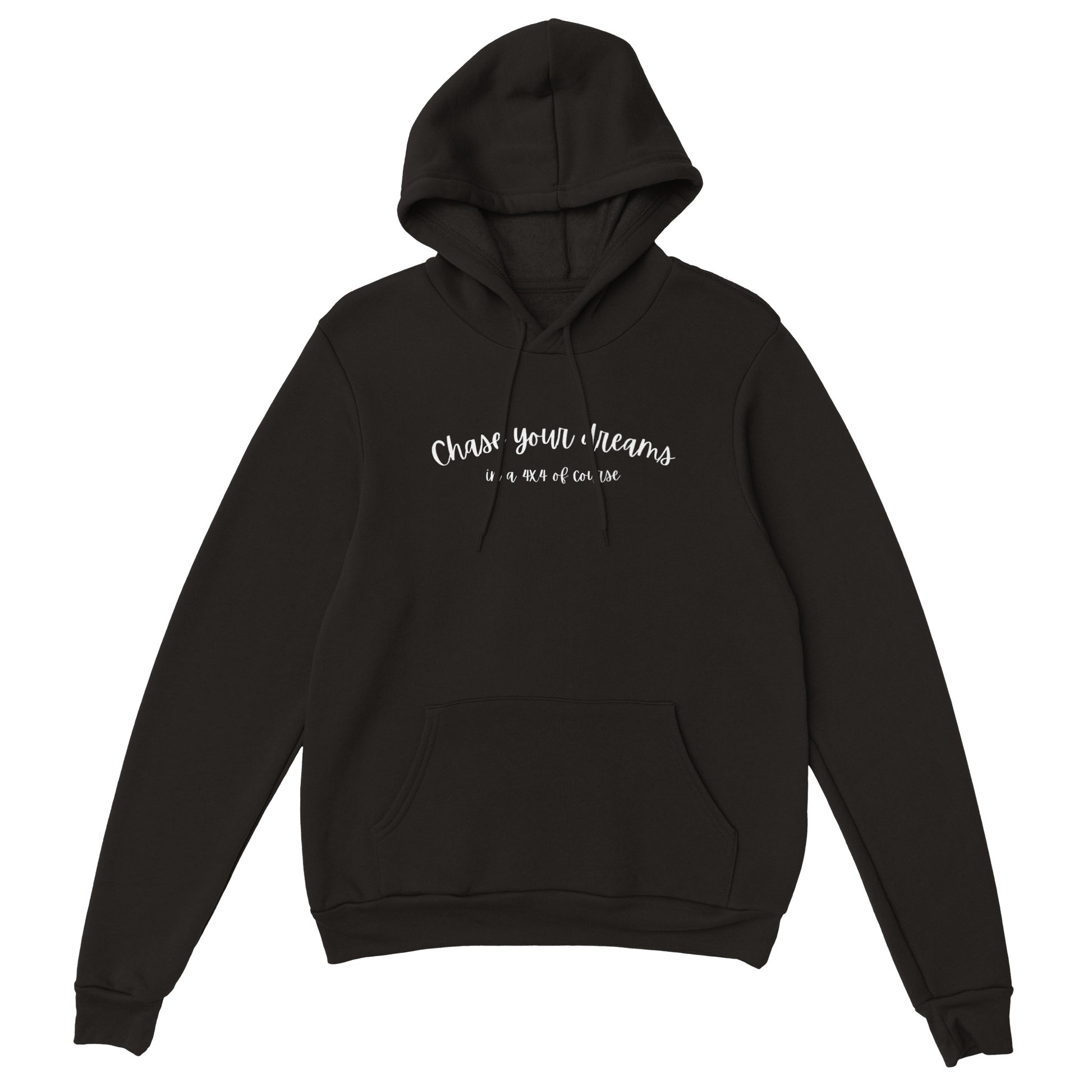 overland clothing hoodie chase your dreams in a 4x4 of course black mockup