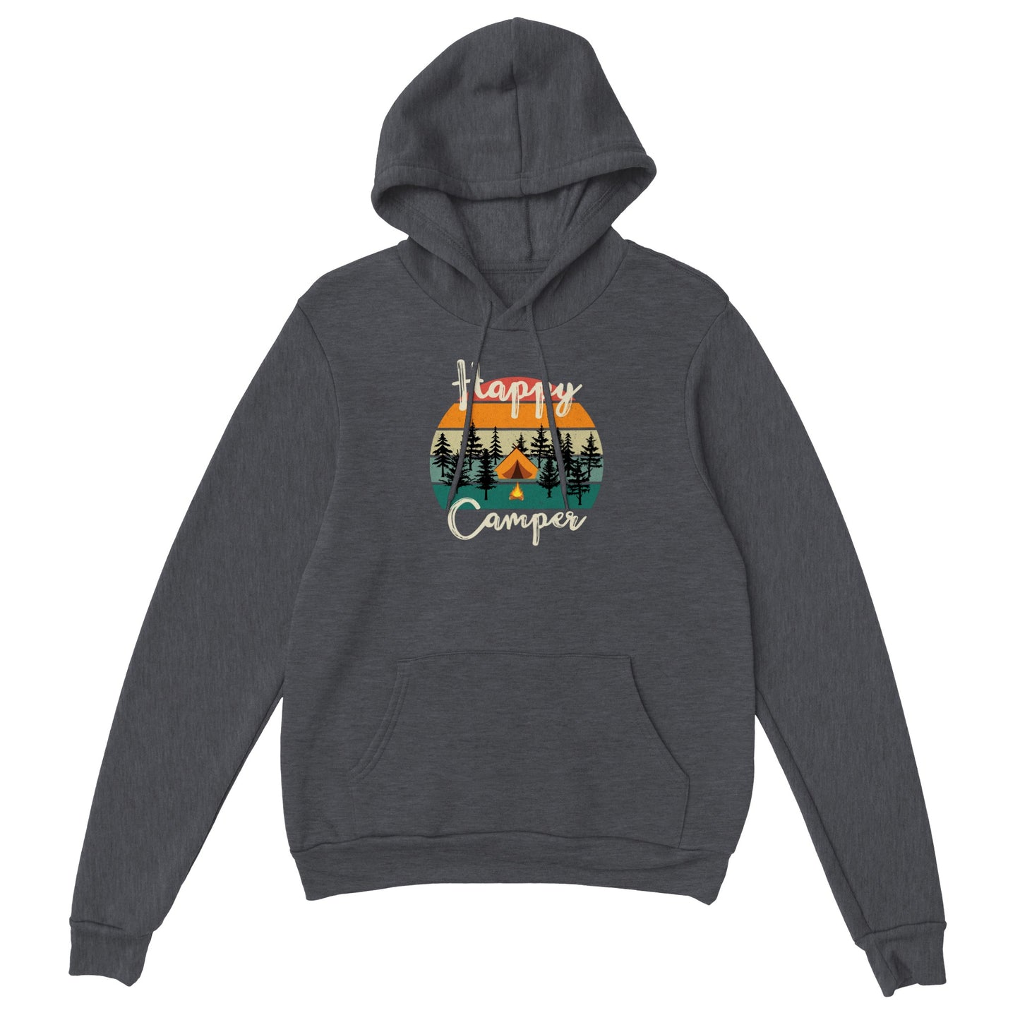 overland clothing hoodie happy camper dark heather